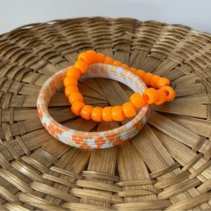 ✨3 for $15✨ Vintage Orange Floral Beaded Set of Bracelets